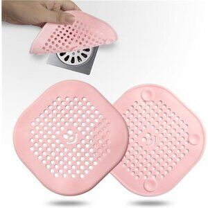 Drain Hair Catcher PINK  2 Pack Silicone Drain Protector for Hair (Dog Hair too)